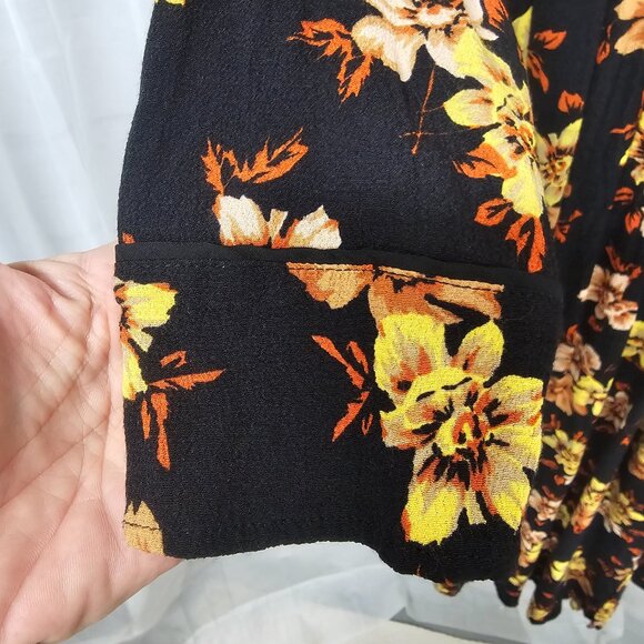 Topshop Dress Maxi Black Yellow Retro Goth Boho Floral Grunge 12 - Picture 3 of 10